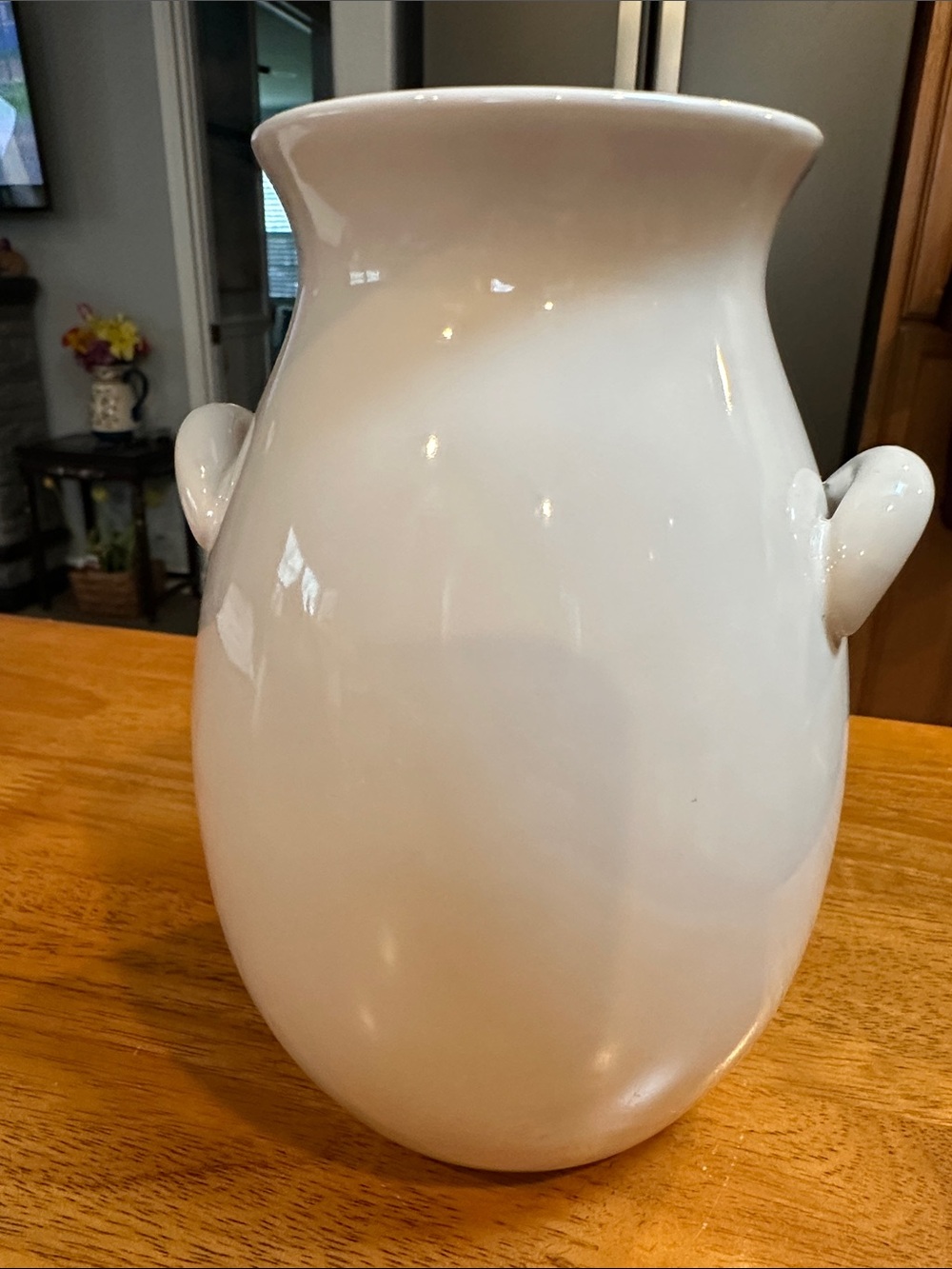White Ceramic Decorative Vase with Side Handles - 60’s modern